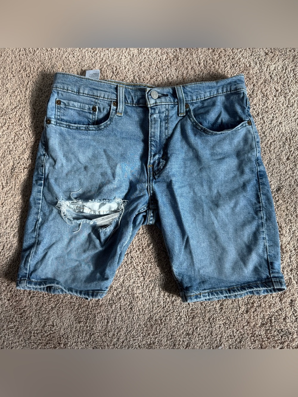 Levis Classic Blue Denim Men's Ripped Shorts